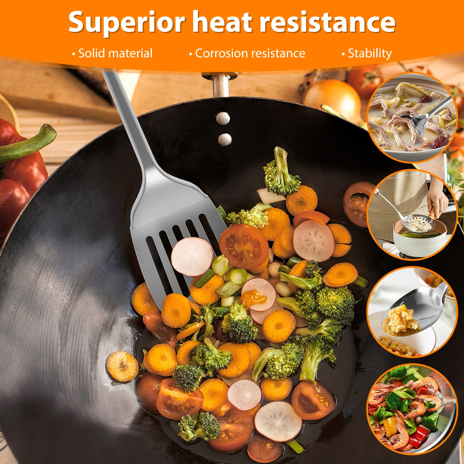 5Pcs Cooking Utensil Set, 11 PCS Stainless Steel Kitchen Utensil Set, Nonstick… - Image 5