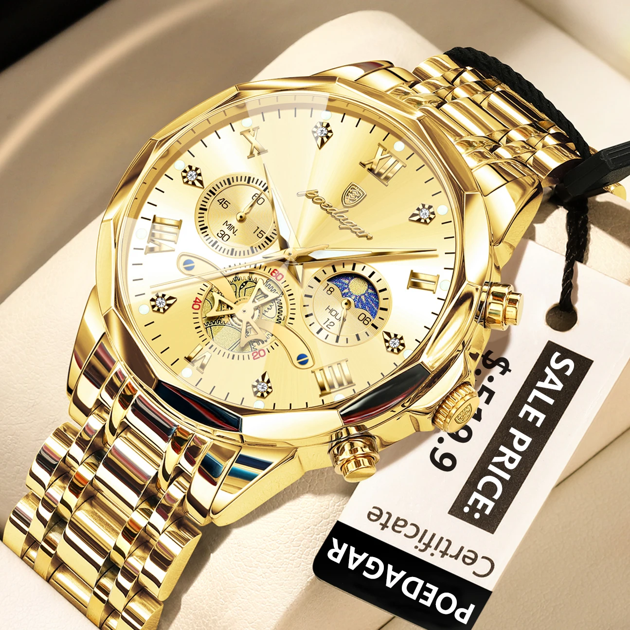 POEDAGAR Luxury Men Watch Top Original Waterproof Luminous Chronograph Man Wristwatch Stainless Steel Quartz Men's Watches Reloj - Image 12