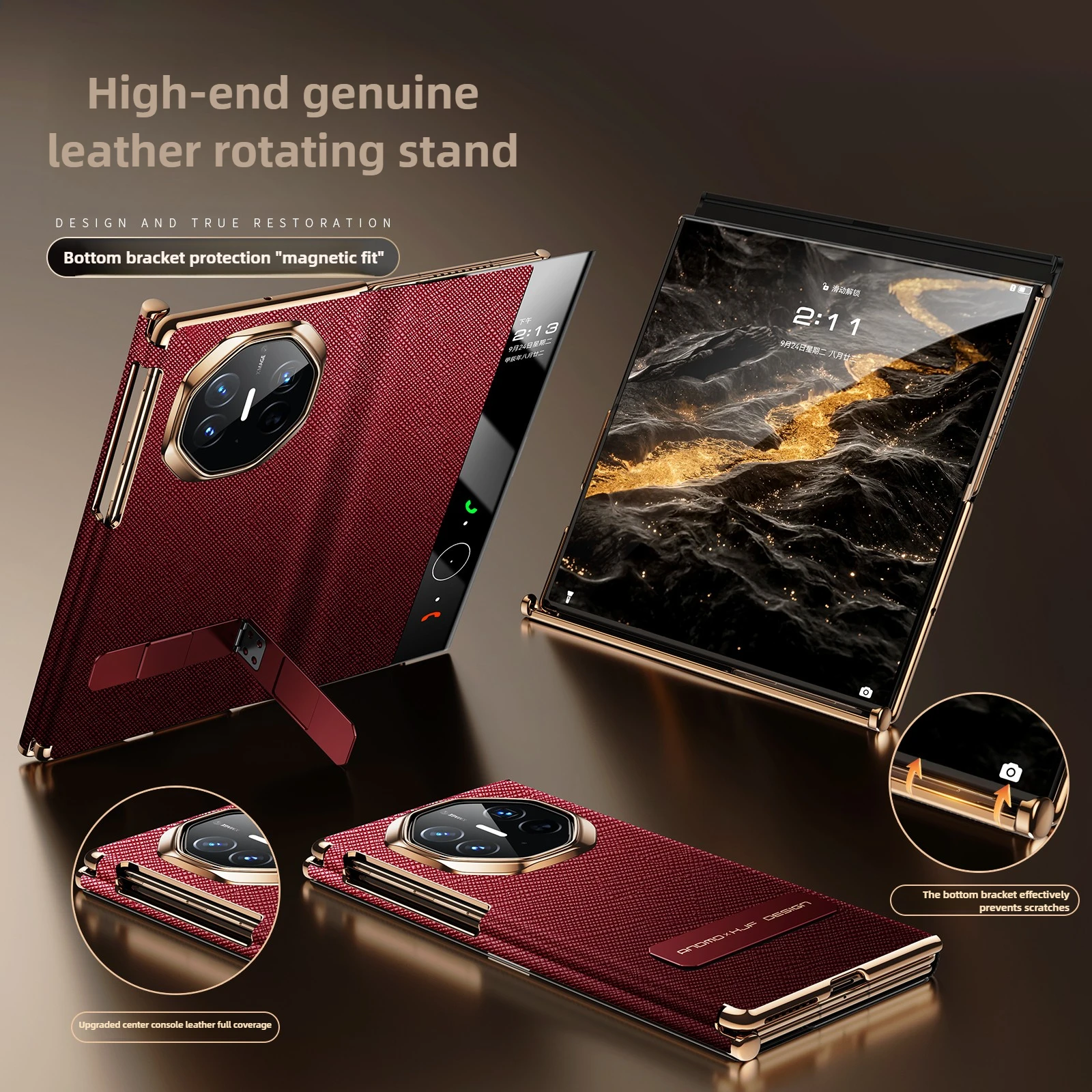 Luxury Genuine Leather Flip Case for Huawei Mate XTs Case New Extraordinary Master Rotating Stand Full Case for Huawei Mate XT - Image 10