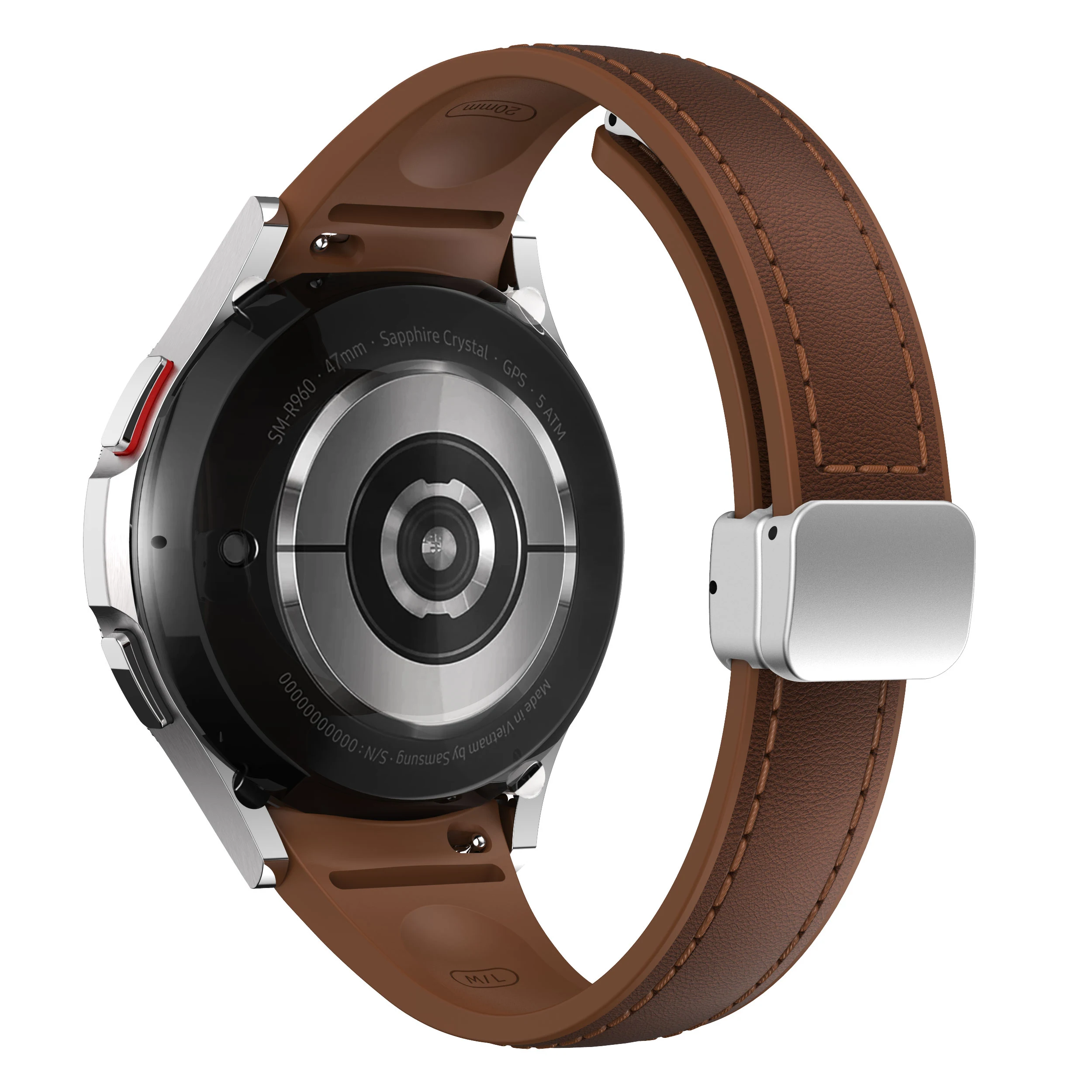 Genuine Leather+silicone Strap for Samsung Galaxy Watch 7 6 4 Classic 40mm 44mm 47mm Slim bracelet Galaxy Watch 5 Pro 45mm Strap - Image 19