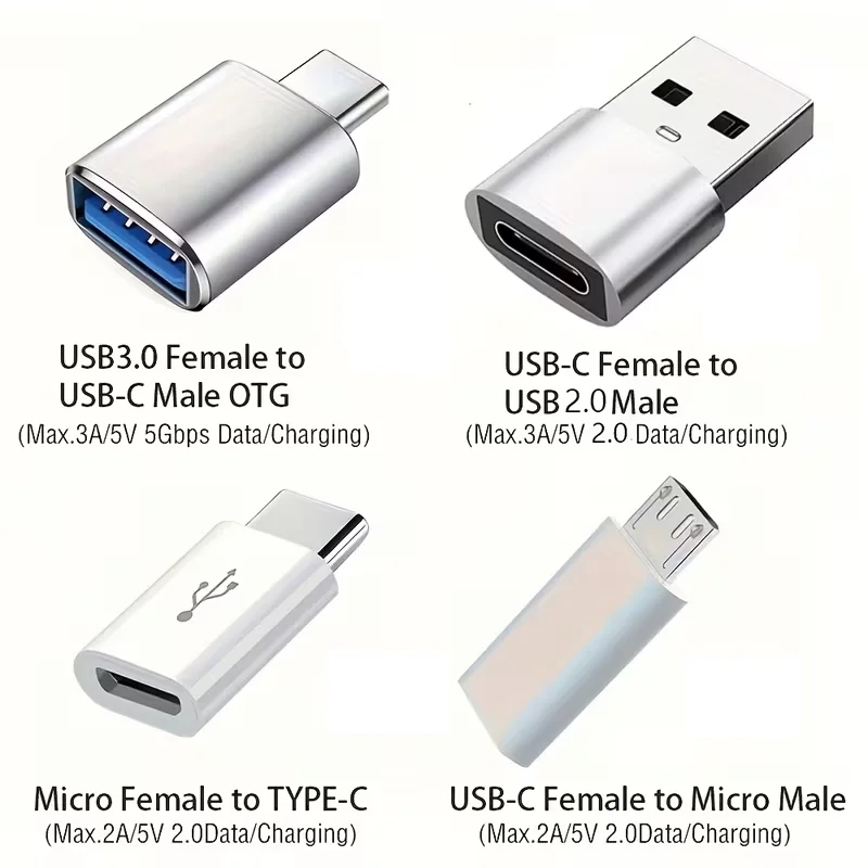 8pcs Set of USB-C to USB Adapters, Micro USB to Type-C, Type-C Male to USB Female… - Image 2