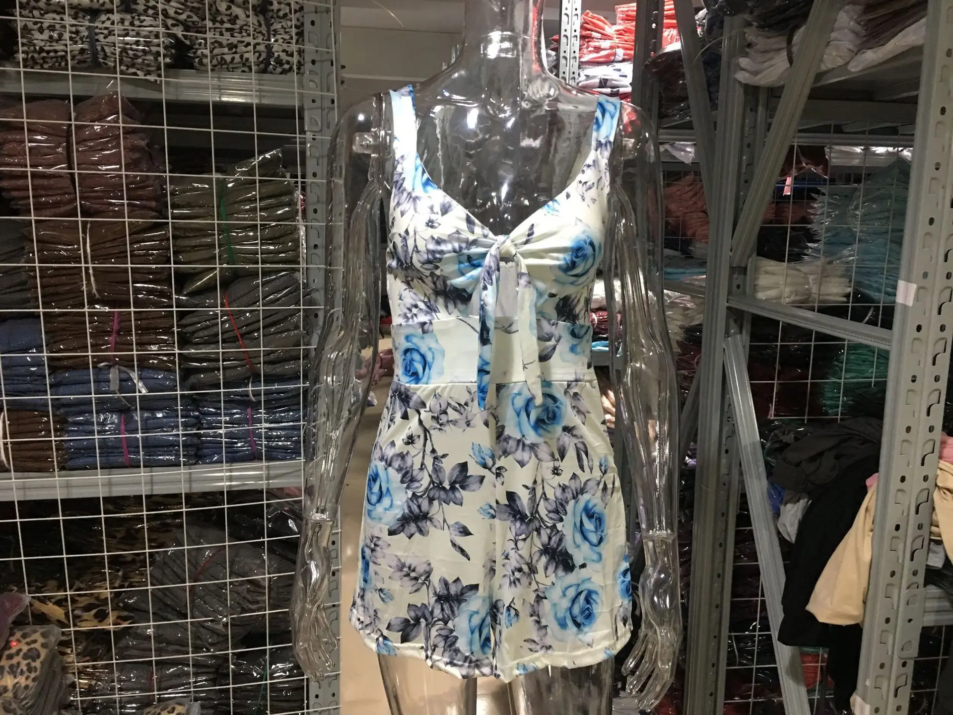 Sexy Spaghetti Strap Flower Print Jumpsuit Women Fashion Bowknot Leace-up Backless… - Image 17