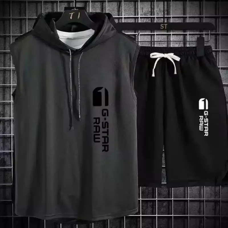 Men's track suit summer sportswear two-piece t-shirt shorts brand tracksuit… - Image 9