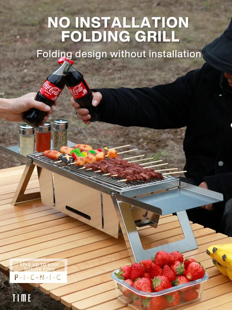 Stainless Steel Folding Barbecue Grill For Home And Outdoor Charcoal Kebabs… - Image 9