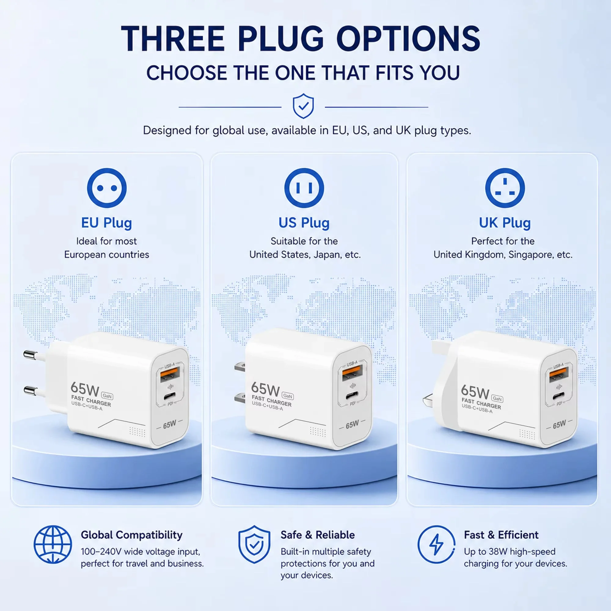 USB 65W GaN Charger 2-Port Fast Charging Charger Type C High Speed Charge Mobile… - Image 2