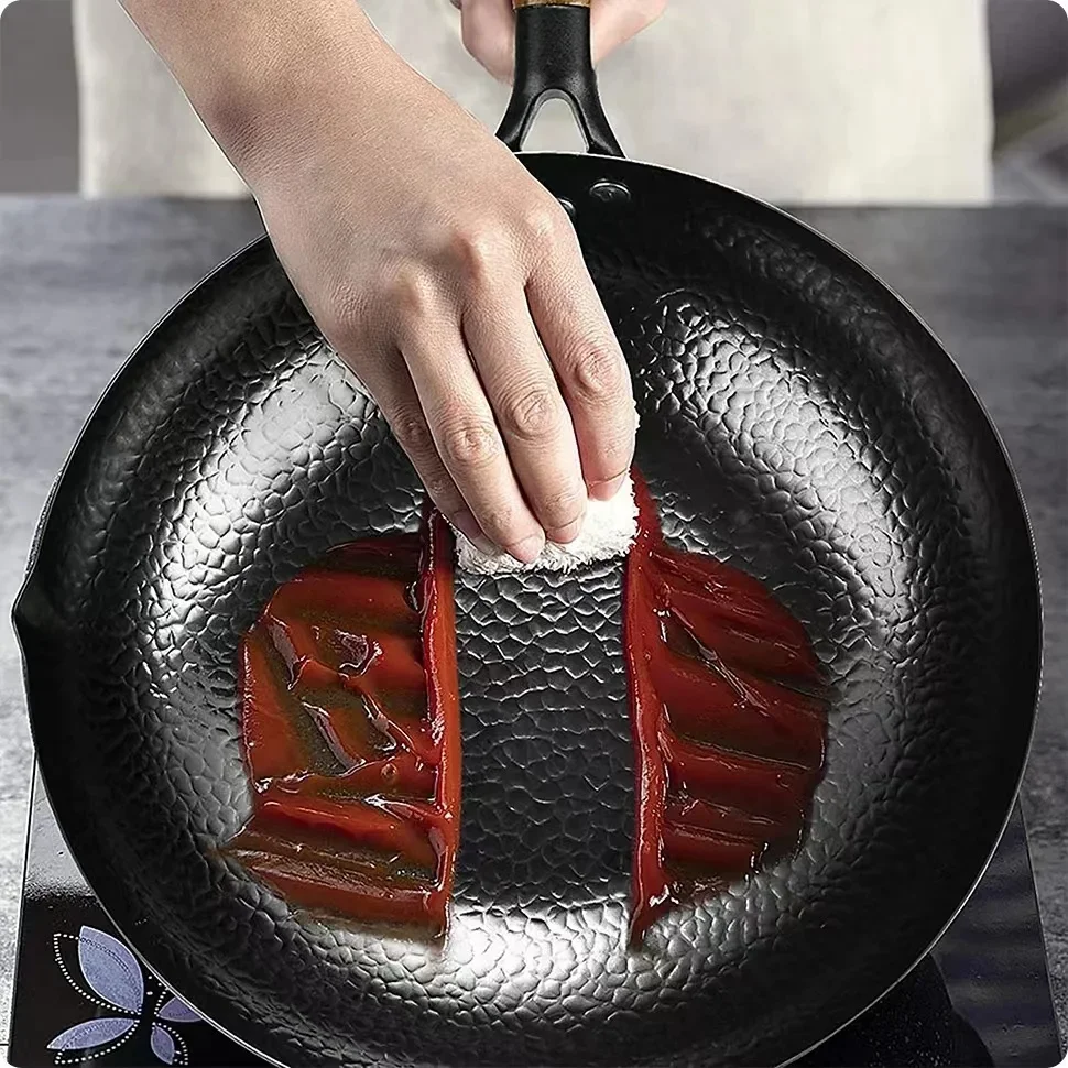 Non-stick 28cm Frying Wok Pan Iron Pan Uncoated Steak Cooking Pot Pancake Pan… - Image 2