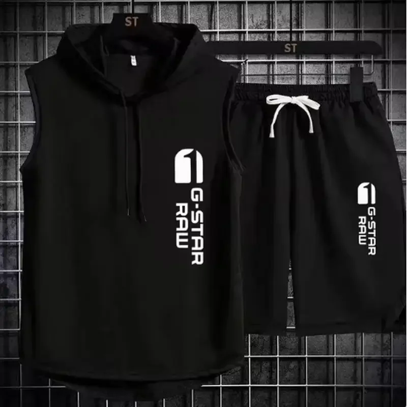 Men's track suit summer sportswear two-piece t-shirt shorts brand tracksuit… - Image 2