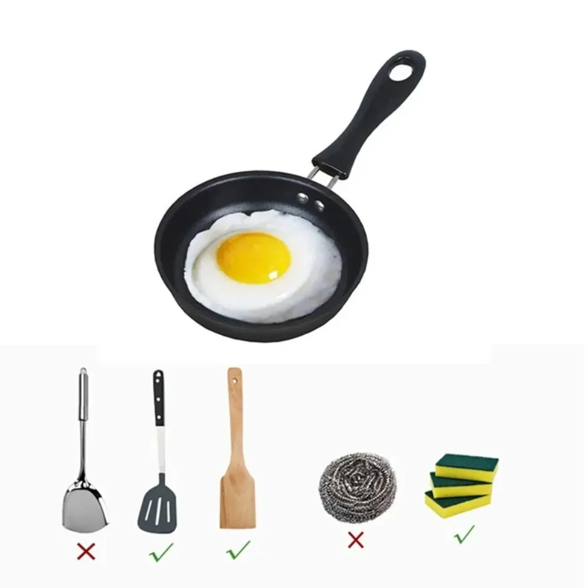 Mini Frying Pan with Handle Portable Egg Omelet Skillet Pancake Steak Cooking Pan… - Image 2