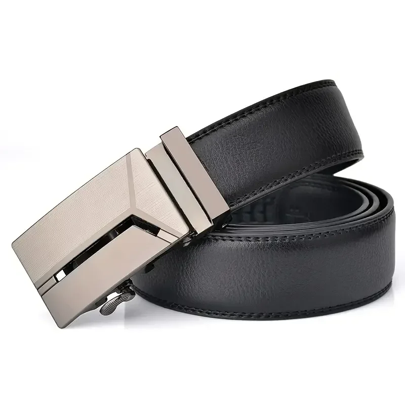 Men's Luxury Belt Automatic Buckle Soft Leather Waistband 105-140 150 160 170cm Plus Size Belts Versatile for Casual Pants Jeans - Image 3