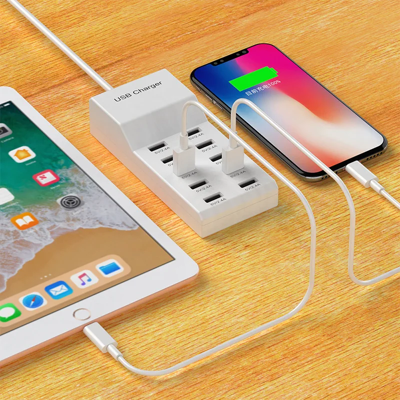 4/10-Ports USB Charging Station50W/10A Multi Port USB C Hub Charger for Cellphone… - Image 6