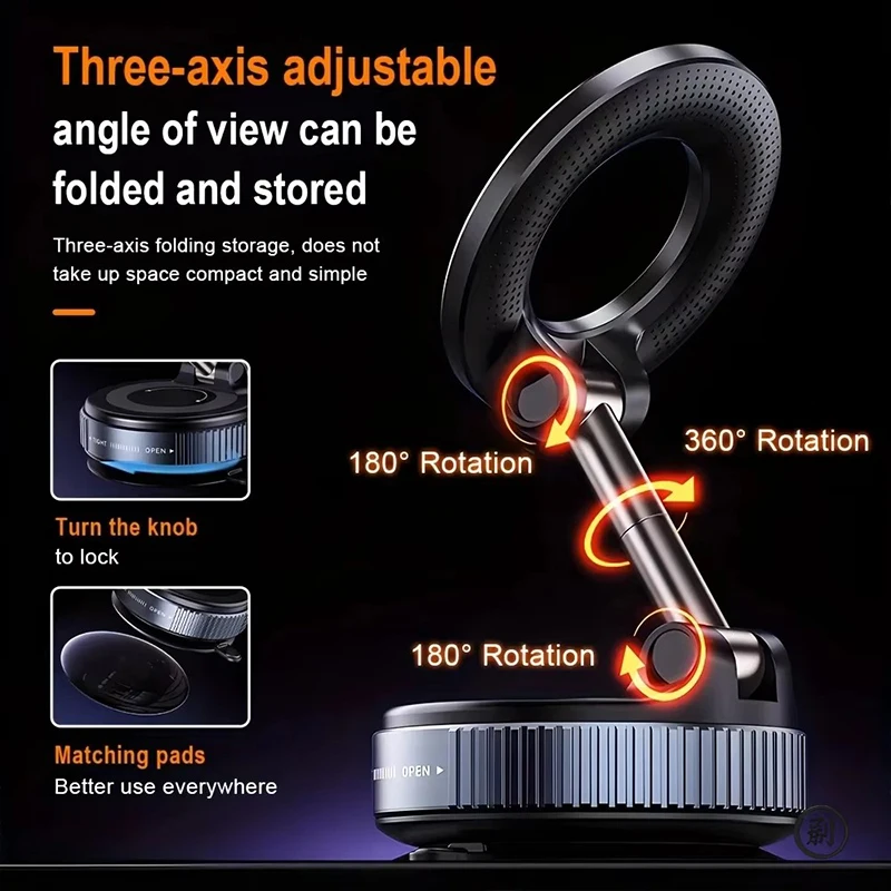 Strong Magnetic Car Phone Holder Foldable Magsafe Design 360° Adjustable Vacuum… - Image 4