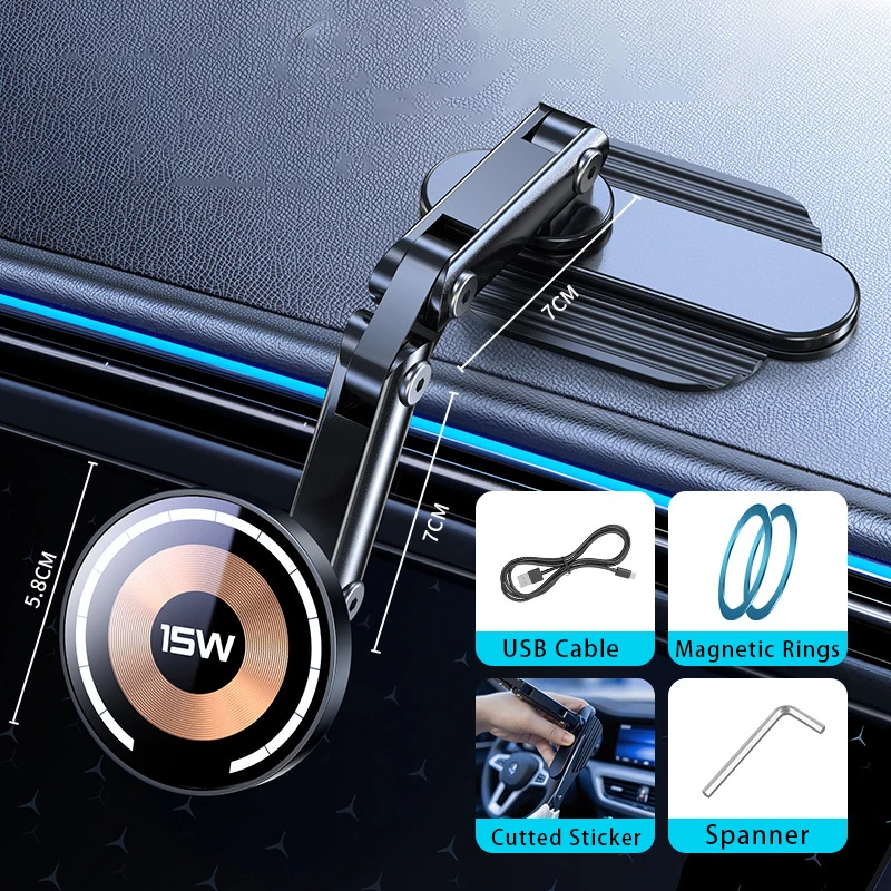 Magnetic Car Wireless Charger Stand Magnet Car Mount Fast Charging Station Phone… - Image 9