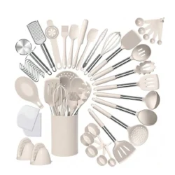 Silicone Kitchen Cooking Utensil Set, 43 pcs Spatula Set with Stainless Steel…