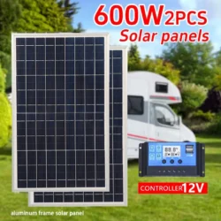 300W 12V Solar Panel Kit Complete Polycrystalline USB Power Portable Outdoor…
