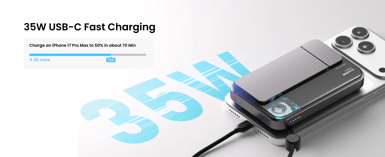 SHARGE 10000mAh Power Bank Qi2.2 25W MagSafe Magnetic Wireless Charger Built-in… - Image 11