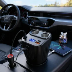 Car Phone Charger Multi-Port Charging Integrated Retractable Charging Cable…