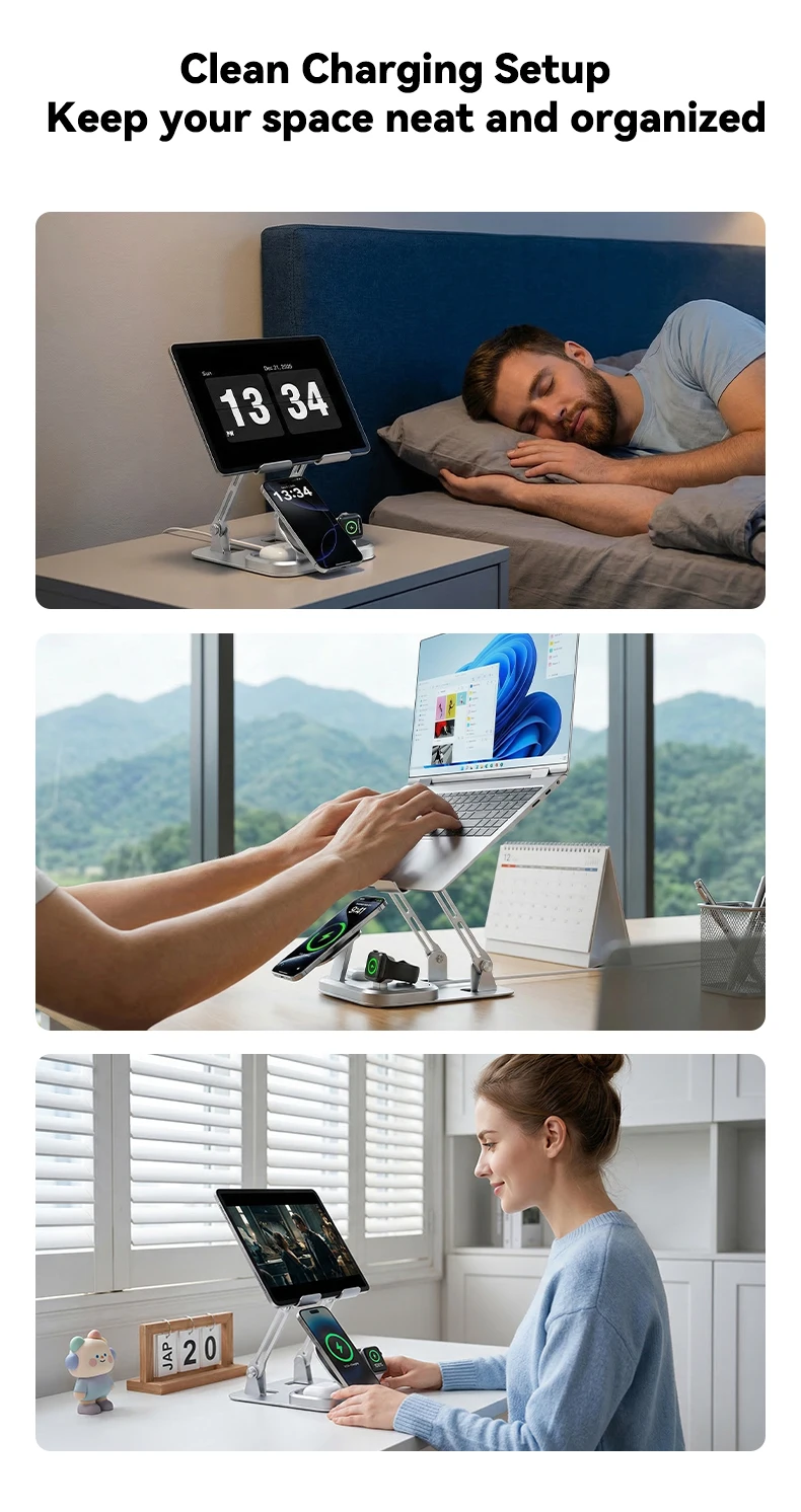Foldable Magnetic Wireless Charger Stand Type-C 30W Fast Charging Station Phone… - Image 17