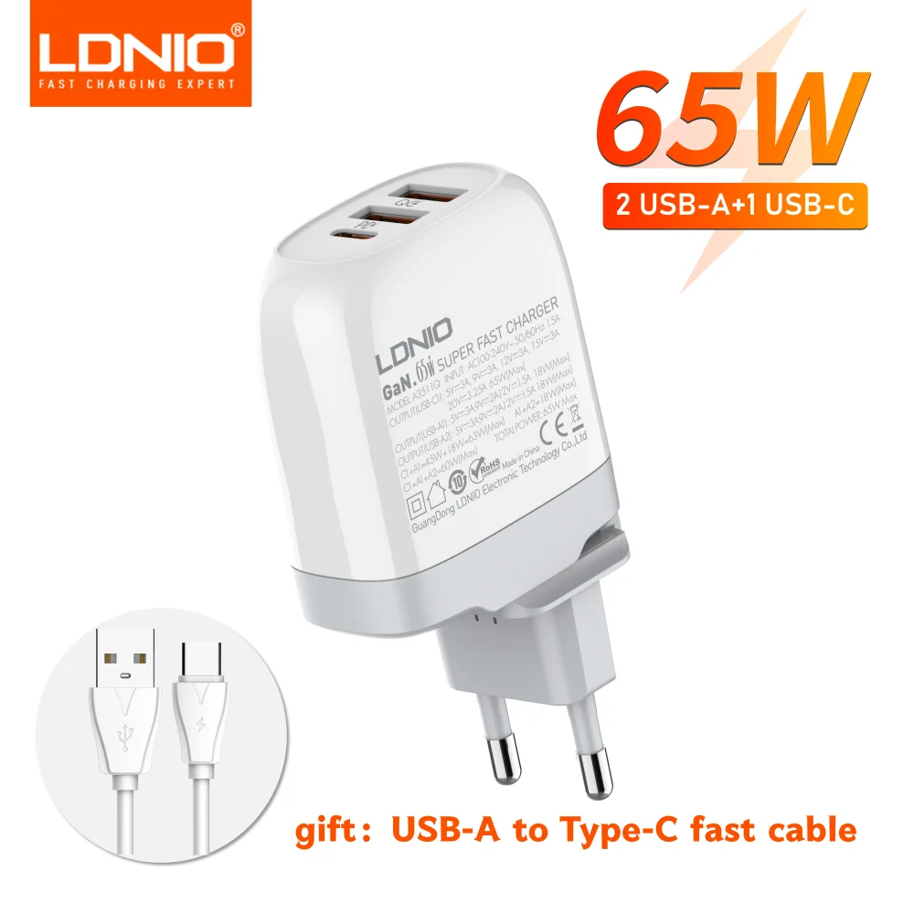 65W GaN USB C Charger LDNIO Type C USB Charger PD QC PPS Wall Power Adapter… - Image 8