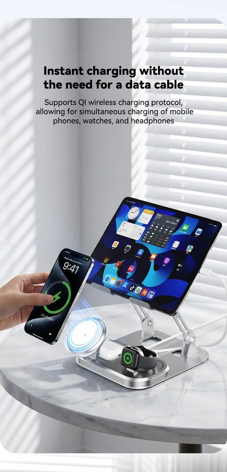 Foldable Magnetic Wireless Charger Stand Type-C 30W Fast Charging Station Phone… - Image 12