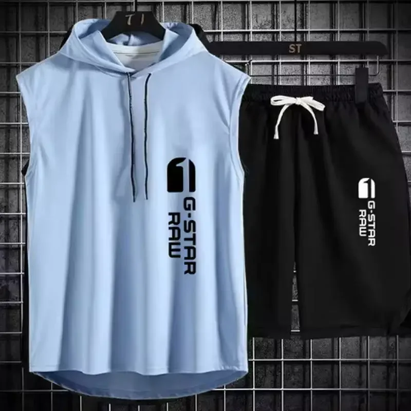 Men's track suit summer sportswear two-piece t-shirt shorts brand tracksuit… - Image 5