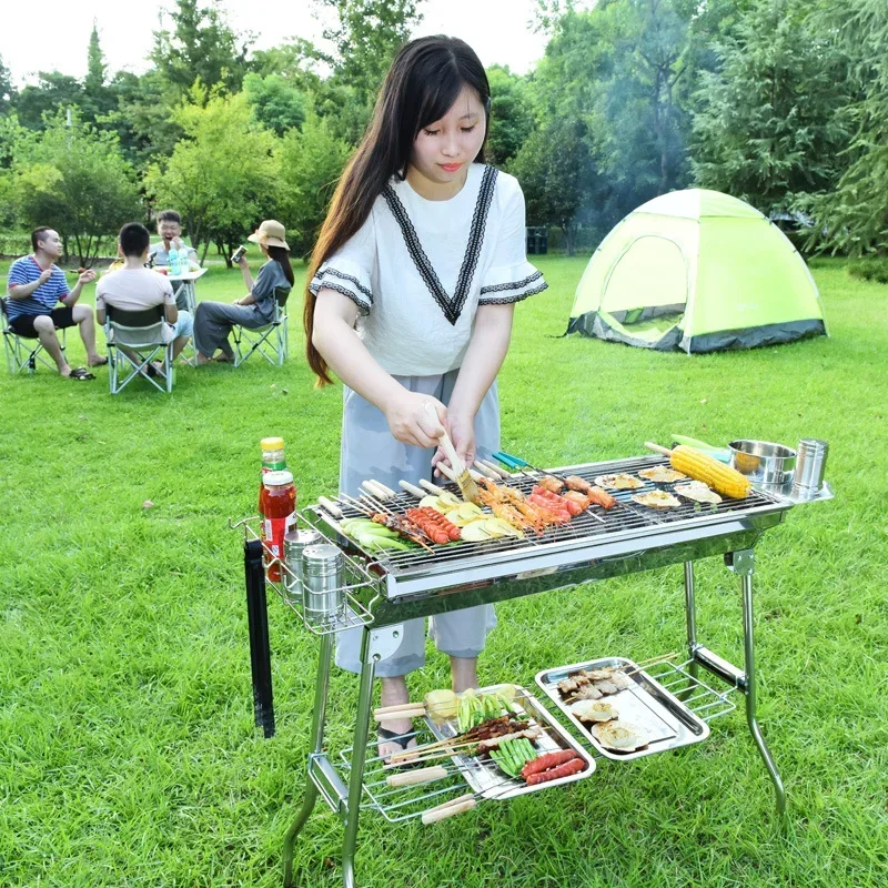 Household Barbecue Outdoor Thickened Stainless Steel Grill BBQ Wood Charcoal Grill… - Image 2
