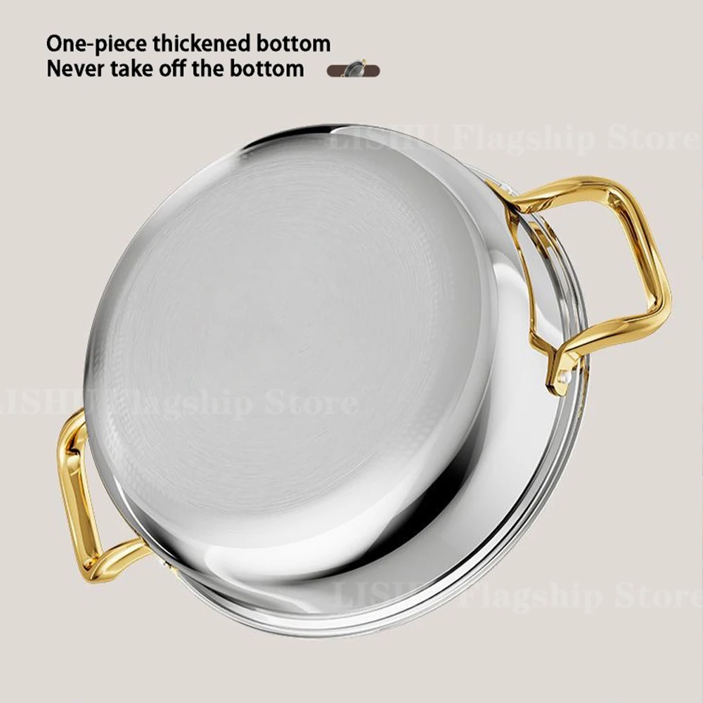 Stainless Steel Soup Pot Wok Non-stick Honeycomb with lid 28cm/30cm Home Hot Pot… - Image 2