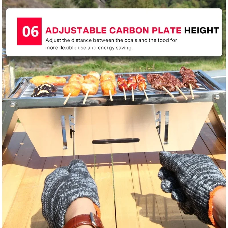 Stainless Steel Folding Barbecue Grill For Home And Outdoor Charcoal Kebabs… - Image 4