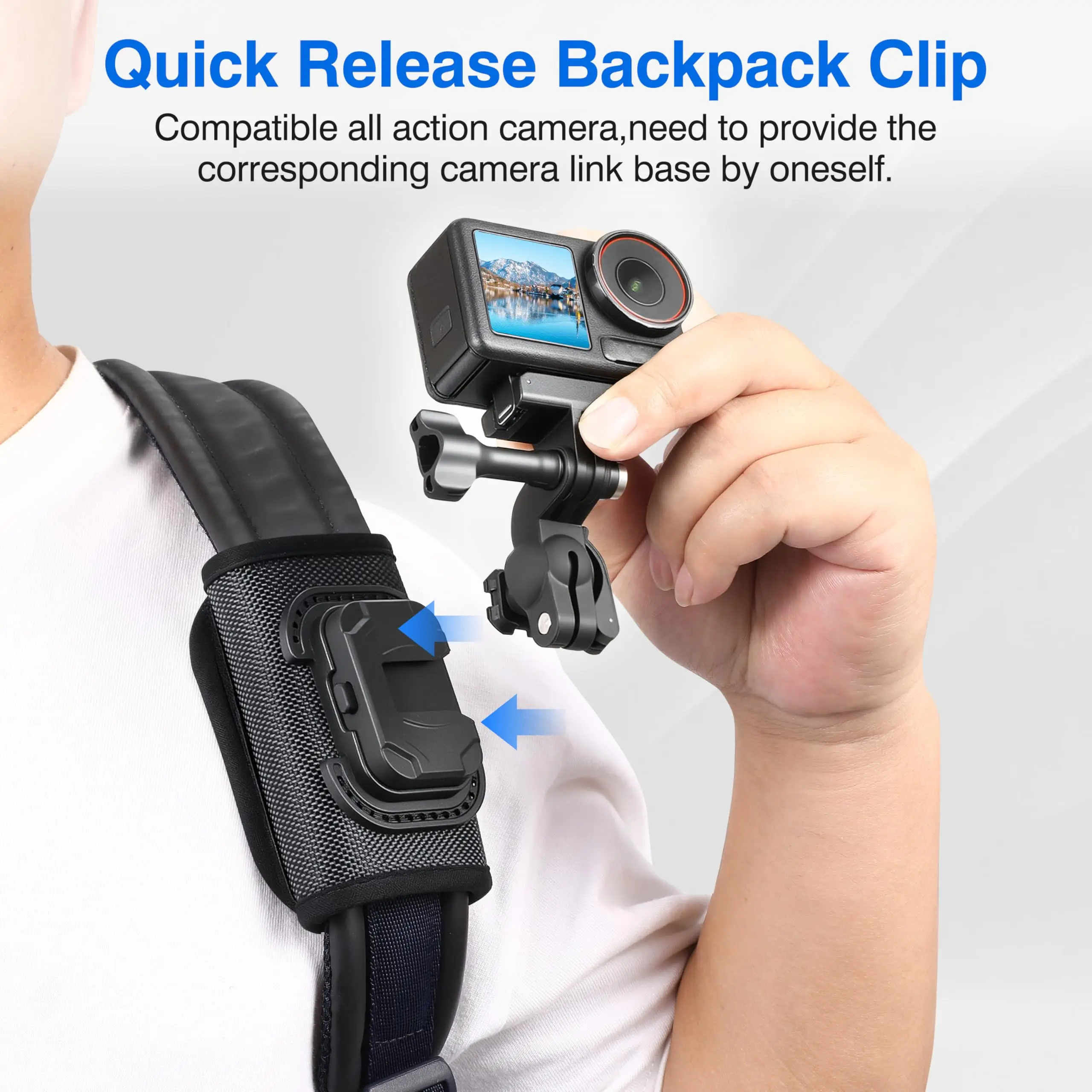Backpack Mount for Insta360 Luna Ultra X6 X5 Air Ace Pro 2 Shoulder Strap Clip Holder 360° Adjust Quick Release for DJI Osmo 360 - Image 2