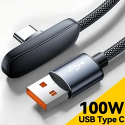 Angled 90 PD 100W USBC Braided Cable Solid Aluminum Alloy Housing Efficient Fast…