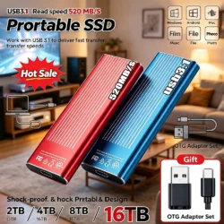 High‑Speed Portable SSD 4TB USB3.2 Type‑C External Solid Hard Disk 1TB 2TB Mass…