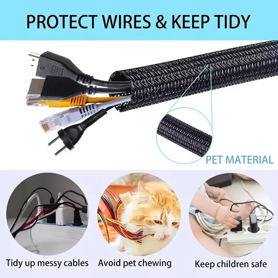 5/1M Braided Cable Sleeve PET Nylon Wrapping Cable Casing Cable Sleeves Wire for… - Image 2