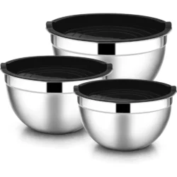 Mixing Bowls with Lids Stainless Steel Salad Bowls for Baking Cooking Airtight…