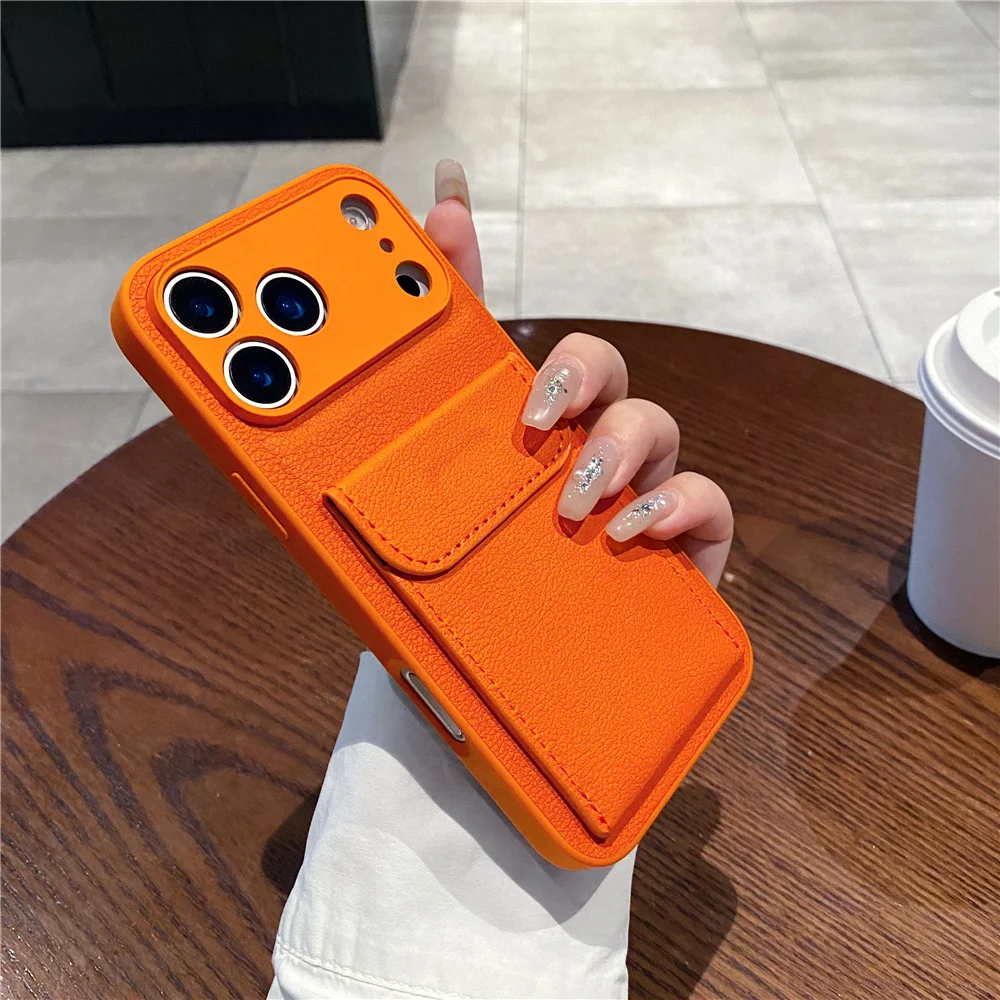 luxury Leather Card Holder Wallet Case For iPhone 11 12 13 mini 14 15 16 E 17 Pro Max 8 7 Plus X Camera Lens Protection Cover - Image 10