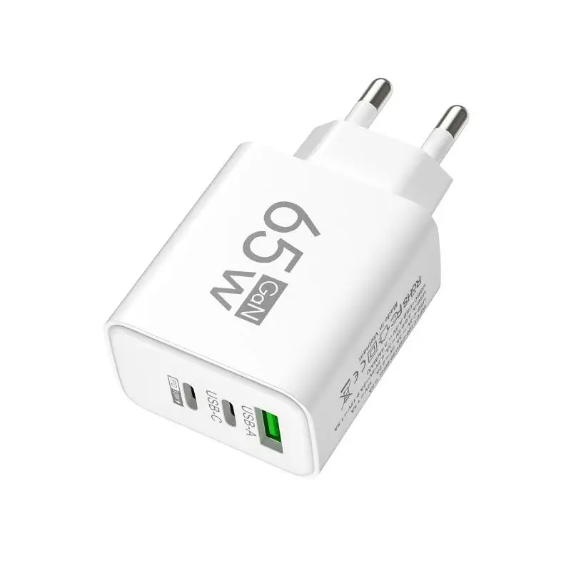 New 1Pcs 65W GaN USB Charger 3 Ports PD Type C Fast Charging EU/US/KR Plug Travel… - Image 9