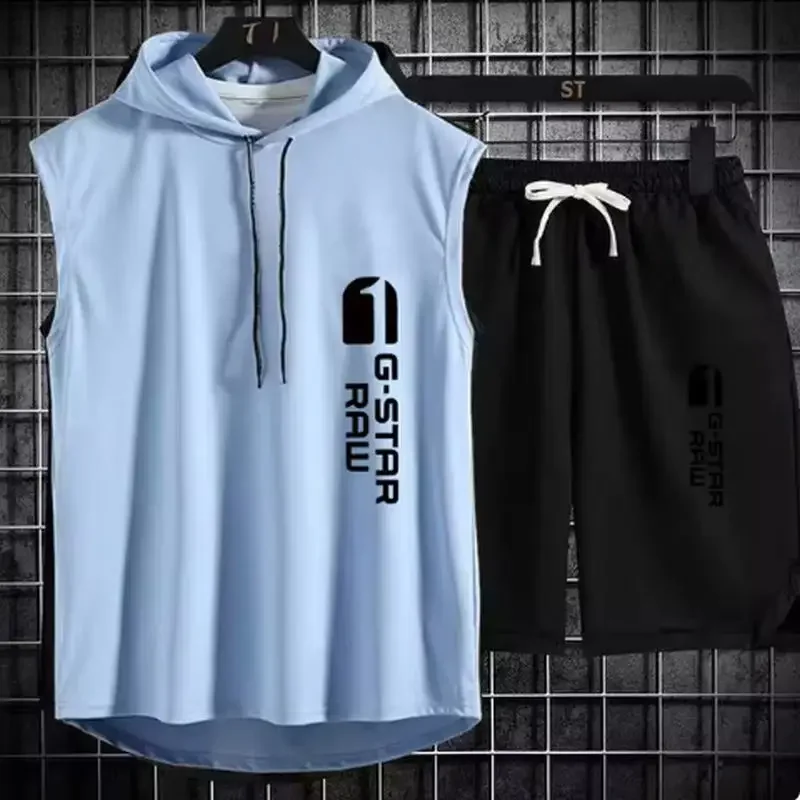 Men's track suit summer sportswear two-piece t-shirt shorts brand tracksuit… - Image 3
