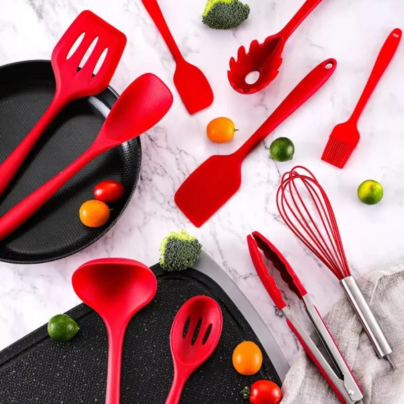 10 Pcs/Set Silicone Kitchen Utensils Set Non-Stick Silicone Tong Spoon Spatula… - Image 5