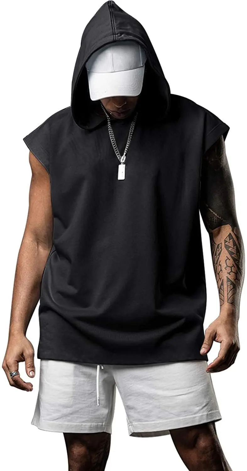 Solid Color 2023 Brand New Men's Tank Tops Vest Sleeveless Tees For Male Hooded Man Vests Tops Hip Hop Men Tank Top T shirt - Image 10