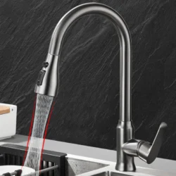 Kitchen Faucet Single Hole Pull Out Spout Kitchen Sink Mixer Tap Stream Sprayer…