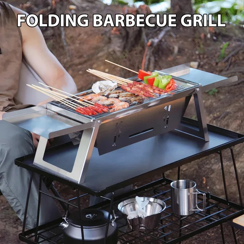 Stainless Steel Folding Barbecue Grill For Home And Outdoor Charcoal Kebabs… - Image 5
