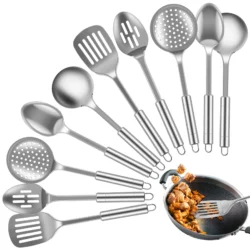 5/10Pcs Kitchen Cooking Utensils Set Stainless Steel Shovel Soup Spoon Spatula…