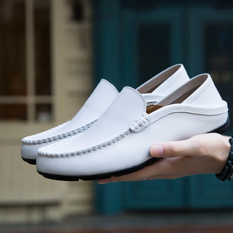 Men Shoes Casual Genuine Leather Mens Loafers Moccasins Designer Slip on Boat Shoes High Quality Chaussure Homme Plus Size 37-47 - Image 10