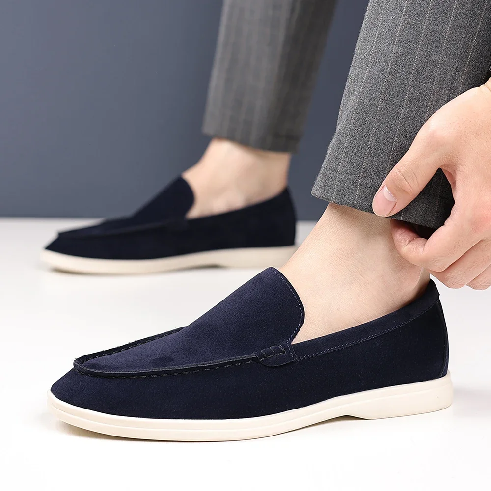 2025 Deer Leather Casual Men's Shoes Big Size 48 Versatile Comfortable Work Shoes Driving Loafers Suede Leather Formal Flats - Image 5