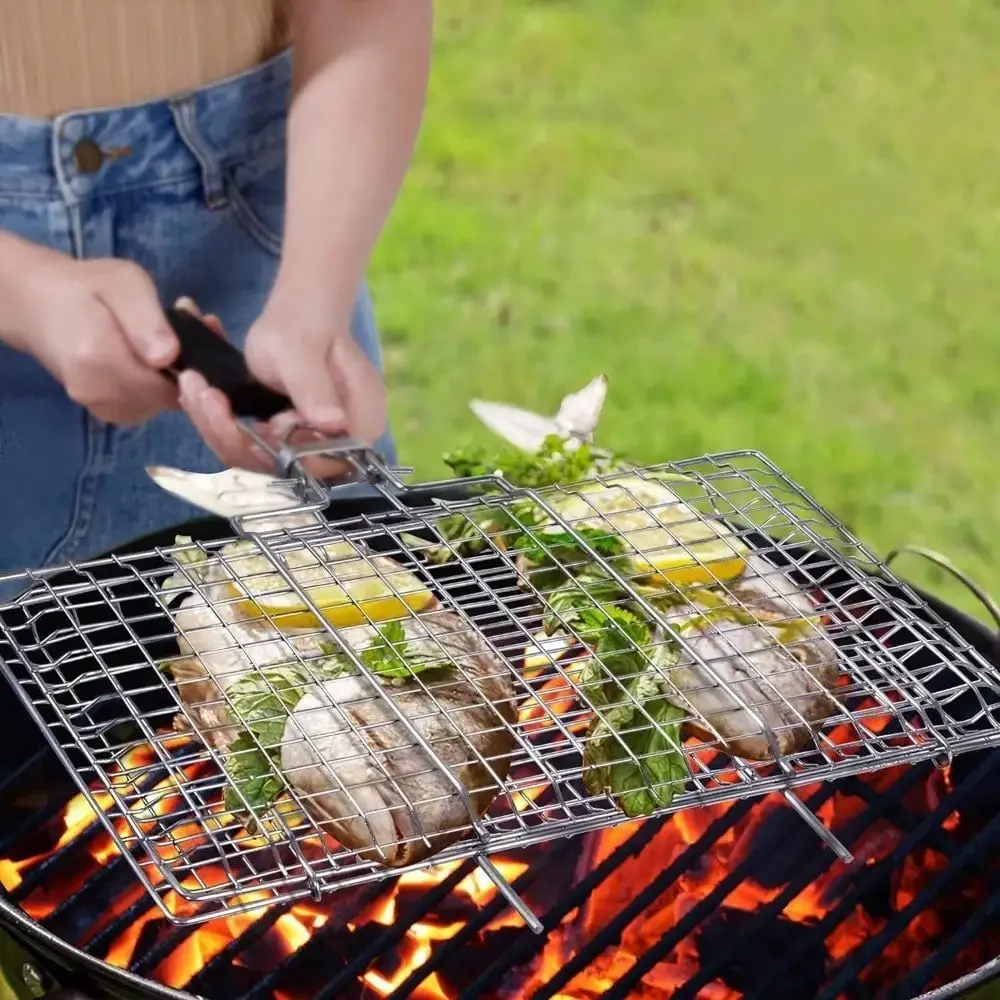 1pc Folding Outdoor Camping Stainless Steel BBQ Rack With Removable Handle… - Image 10