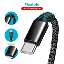 Flexible Braided USB C Cable 60W Fast 1Meter Type C to C Cord Power Delivery for…