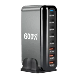 600W Gan Fast Charge 3.0 USB Type C Charger 8-Port 5C3A PD Mobile Tablet Fast Charger for Phone Convenient Carry