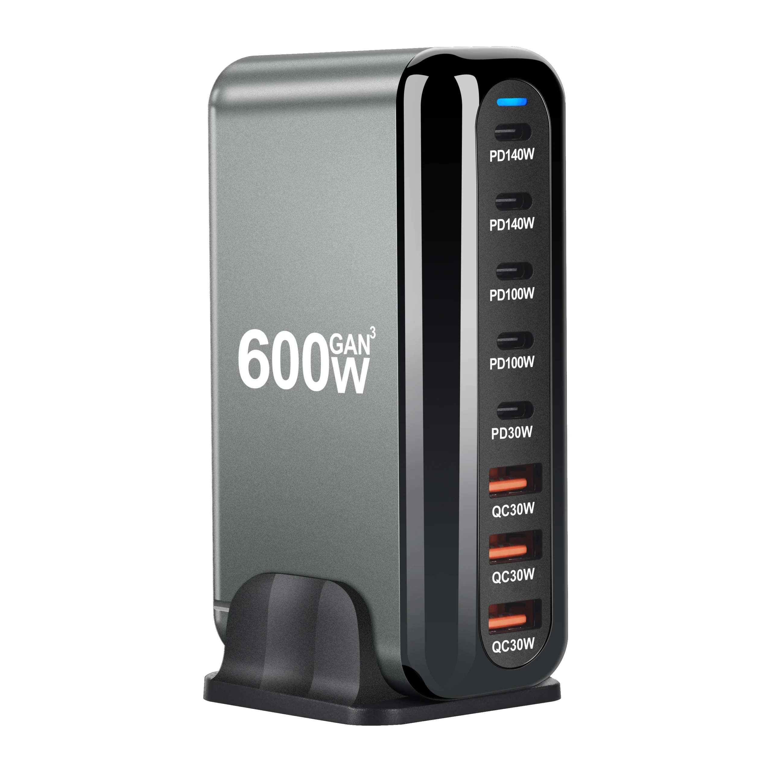 600W Gan Fast Charge 3.0 USB Type C Charger 8-Port 5C3A PD Mobile Tablet Fast Charger for Phone Convenient Carry