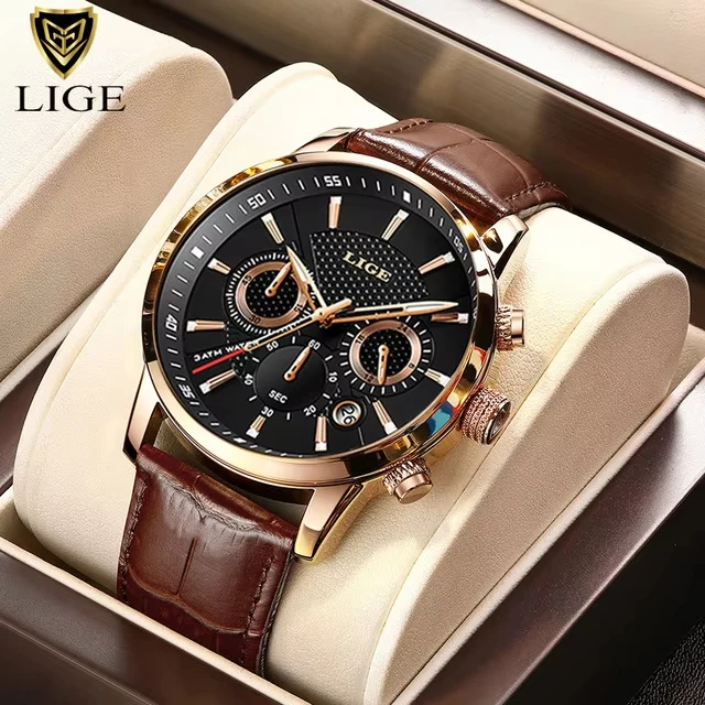 2025 New Mens Watches LIGE Top Brand Luxury Leather Casual Quartz Watch Men's Sport Waterproof Clock Watch Relogio Masculino+Box - Image 12