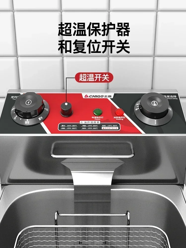 220V Fryer Electric Cookware for Kitchen Deep French Fries Commercial Fryers Frying Oil Cooker Timer Arfrai 10L Ar AF - Image 5