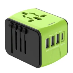 International travel adapter with 3 USB and Type C power adapters for fast…