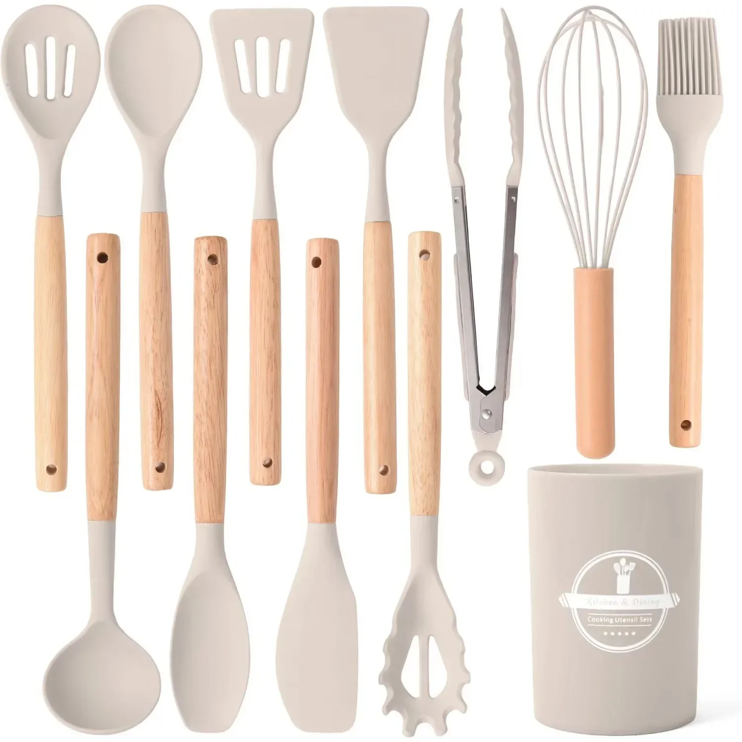 12Pcs Kitchen Utensil Set Silicone Spatula Set Wooden Handle Cooking Tools Kit… - Image 12